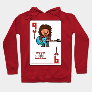 Pixelrockstars Nine of Hearts Playing Card Hoodie